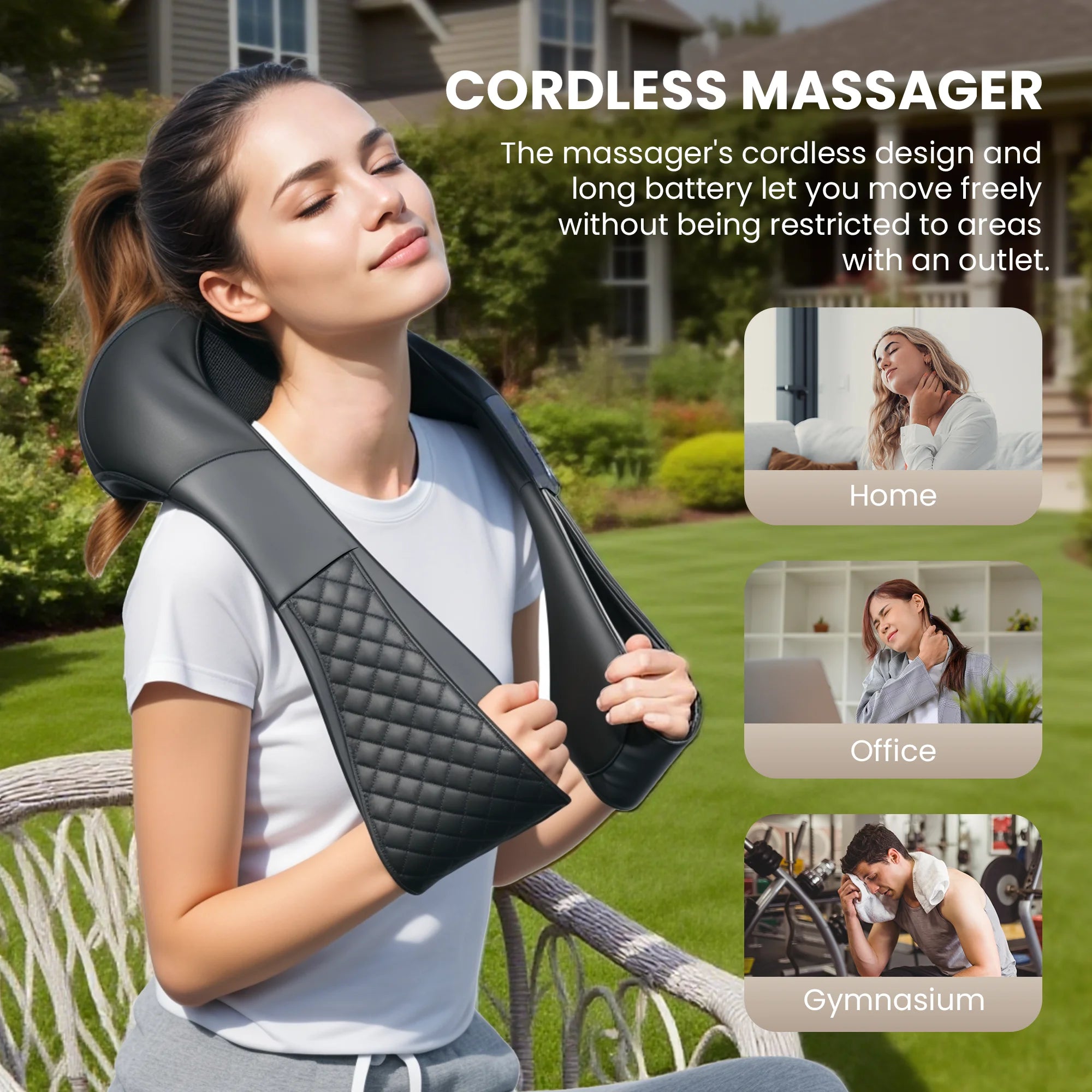 Cordless Neck Back Massager with Heat, 4D Shiatsu Shoulder Massager for Pain Relief, Gifts for Mom Dad