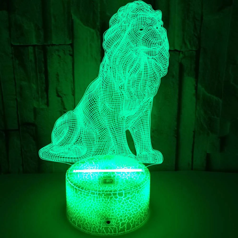 Vibrant 3D Lion Night Light Interactive Design