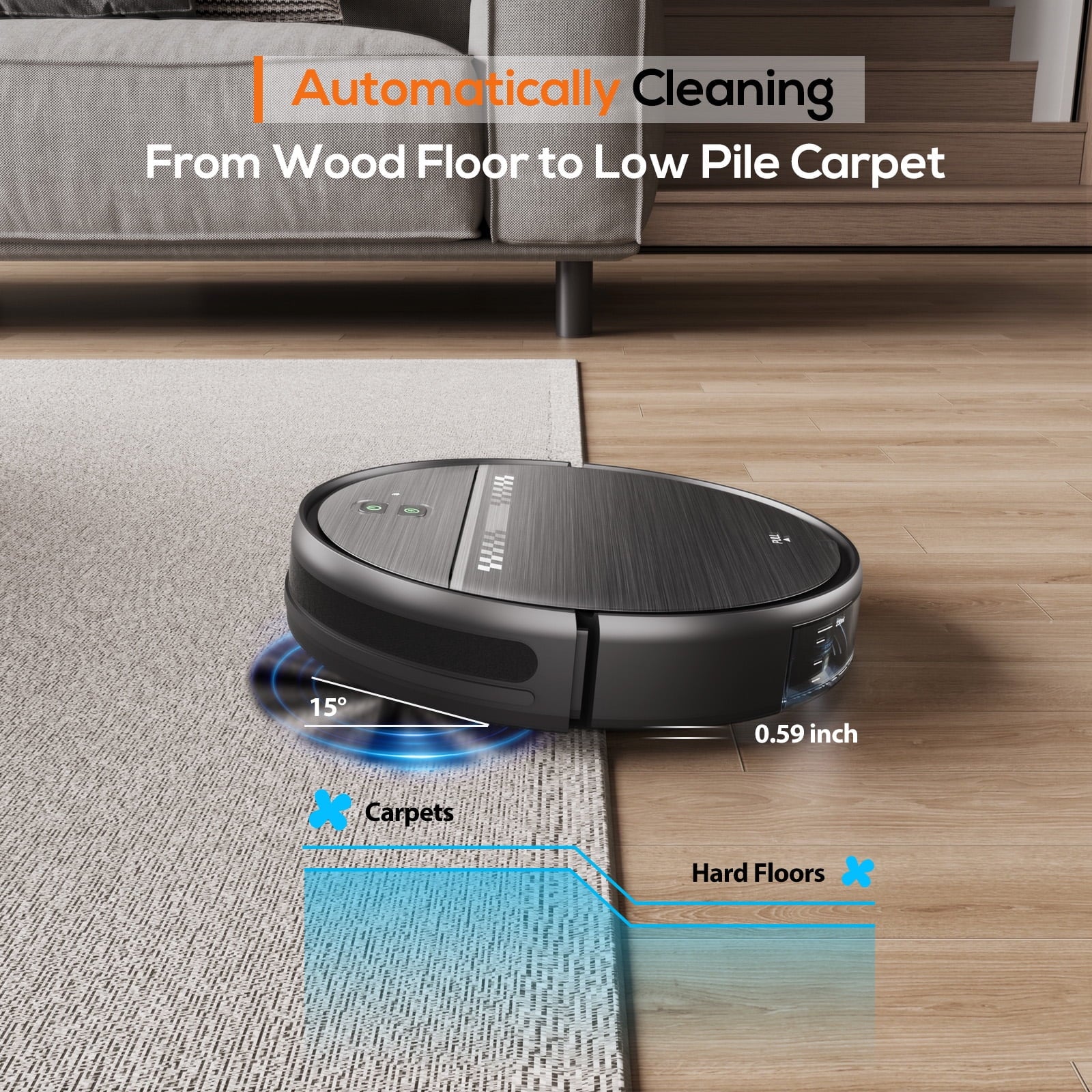 Robot Vacuum Cleaner and Mop Combo with App Wifi and Remote Control Robotic Vacuums, Black