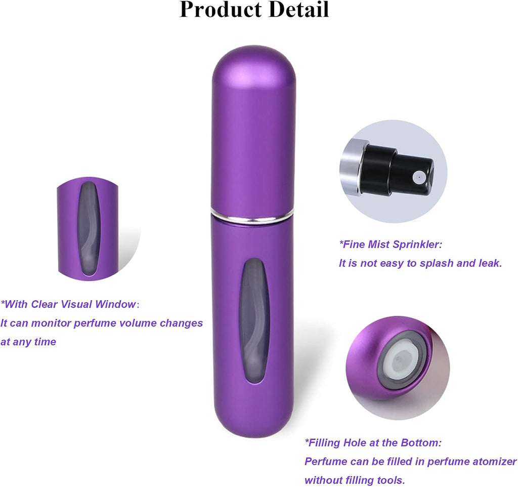 Portable 5Ml Atomizer Bottle, Mini Refillable Perfume Spray, Scent Pump Case, Perfume Atomizer Refillable Travel Pack of 4Pcs
