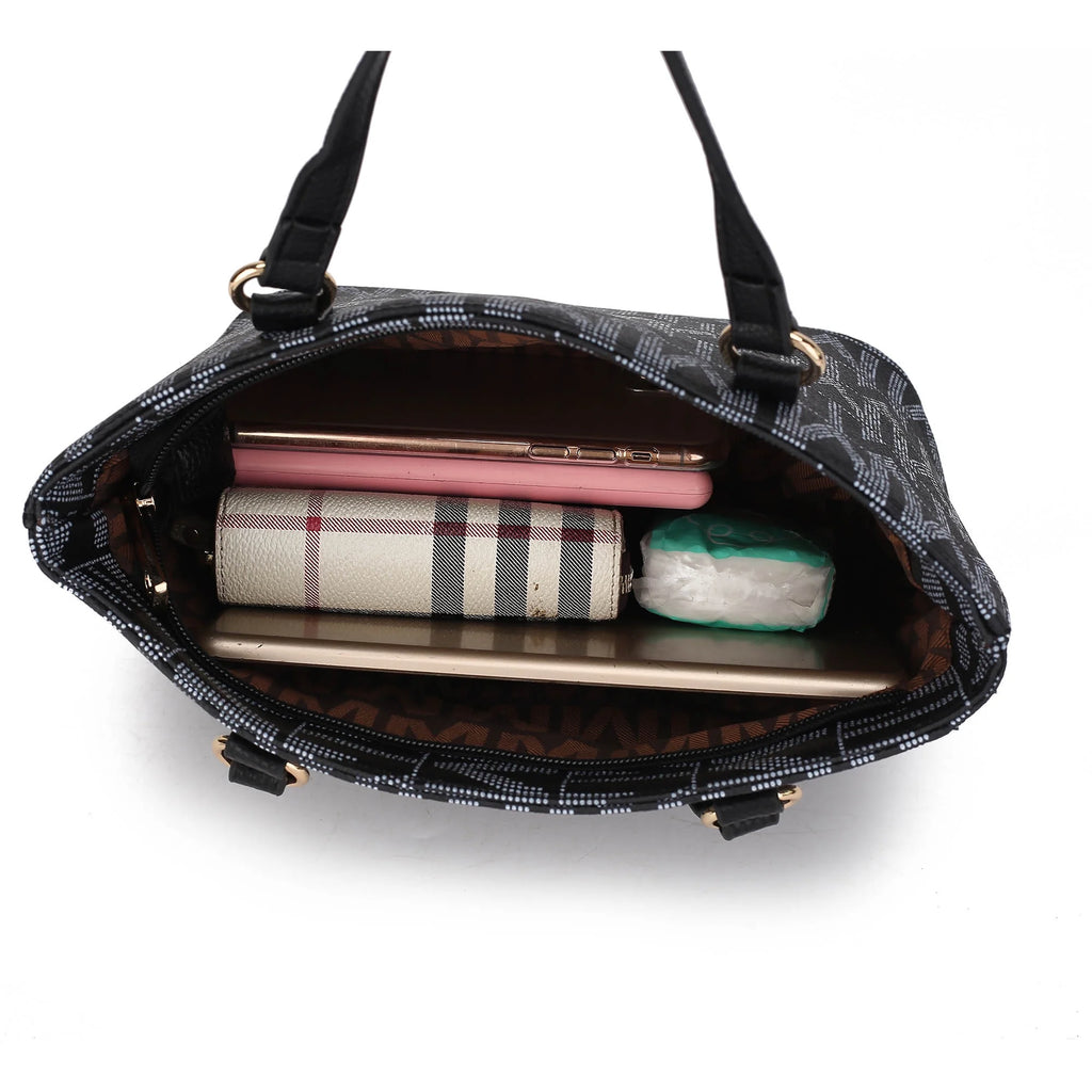 Marimar Women'S Tote Bag with Pouch and Wristlet, Signature 4 Piece Set by Mia K - White