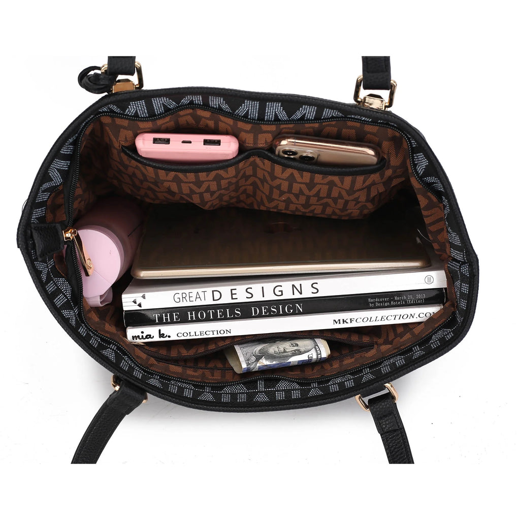 Marimar Women'S Tote Bag with Pouch and Wristlet, Signature 4 Piece Set by Mia K - White