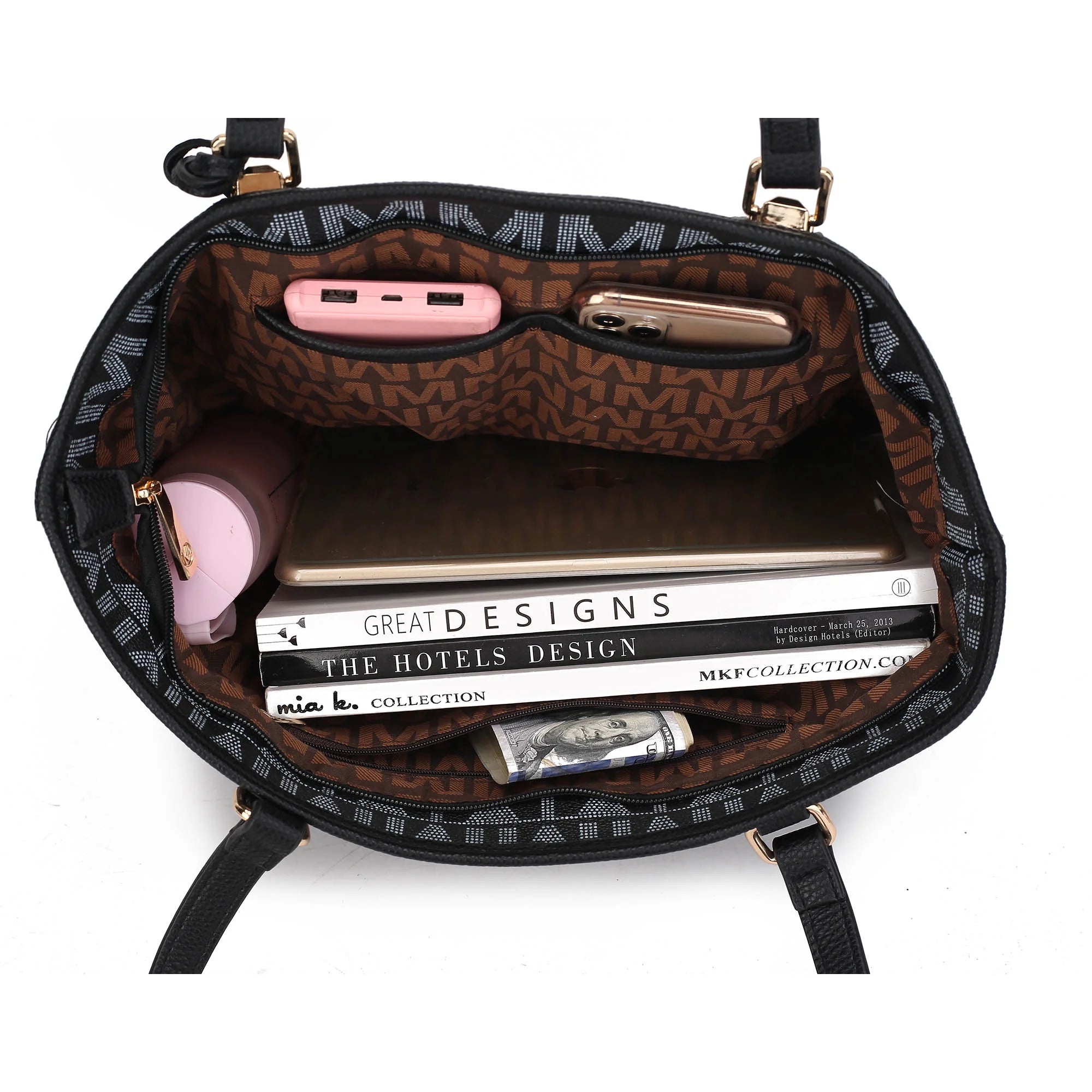 Marimar Women'S Tote Bag with Pouch and Wristlet, Signature 4 Piece Set by Mia K - White