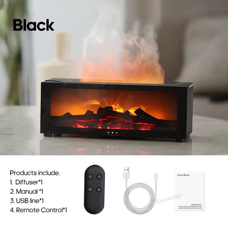 Creative Fireplace Aroma Diffuser Simulated Flame Humidifier Essential Oil Desktop Air Humidifier Mist Home Office Holiday Gift