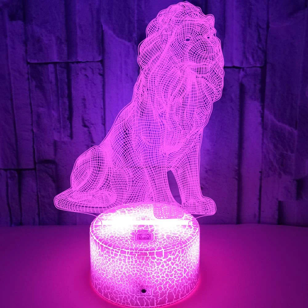 Vibrant 3D Lion Night Light Interactive Design